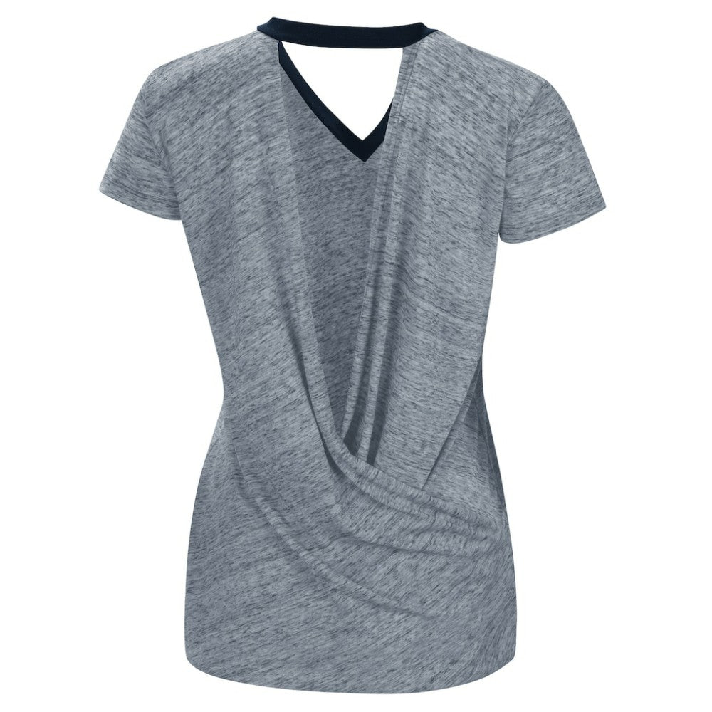 Detroit Tigers Touch Women's Halftime Back Wrap Top V-Neck T-Shirt - Navy