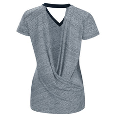 Milwaukee Brewers Touch Women's Halftime Back Wrap Top V-Neck T-Shirt - Navy
