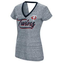 Minnesota Twins Touch Women's Halftime Back Wrap Top V-Neck T-Shirt - Navy