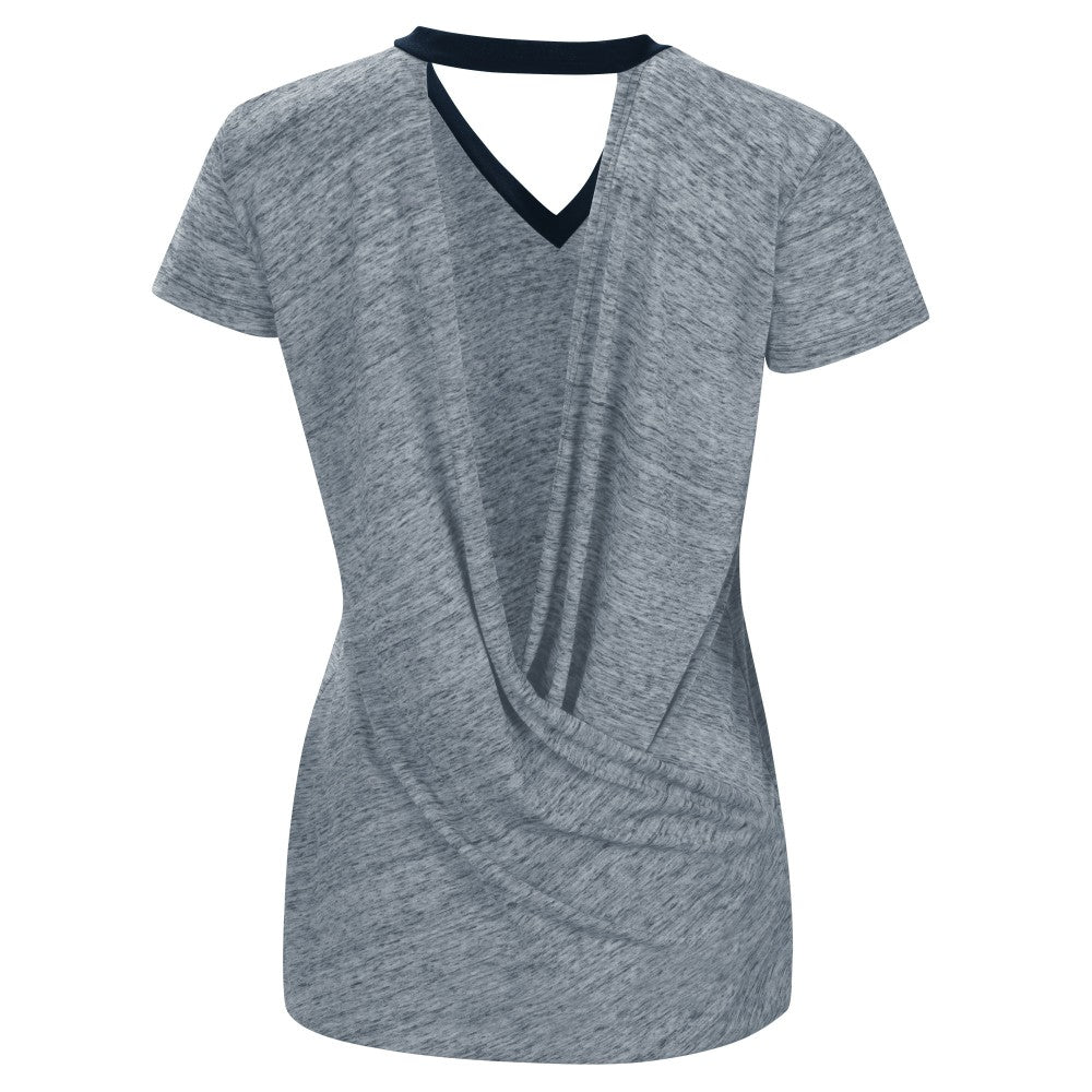 Minnesota Twins Touch Women's Halftime Back Wrap Top V-Neck T-Shirt - Navy