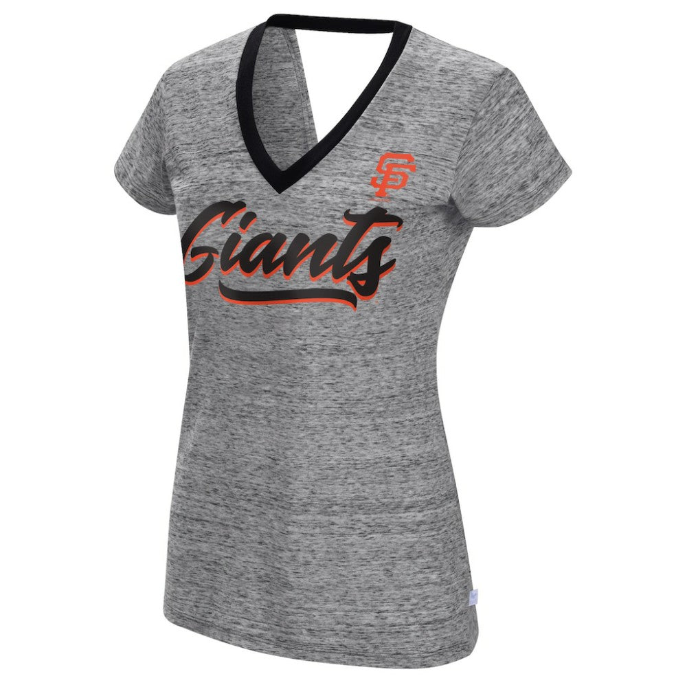 San Francisco Giants Touch Women's Halftime Back Wrap Top V-Neck T-Shirt - Black