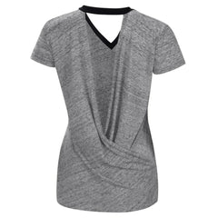 San Francisco Giants Touch Women's Halftime Back Wrap Top V-Neck T-Shirt - Black