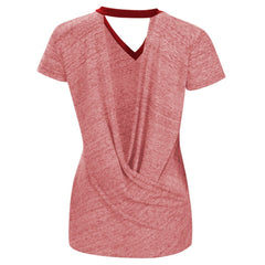 Washington Nationals Touch Women's Halftime Back Wrap Top V-Neck T-Shirt - Red