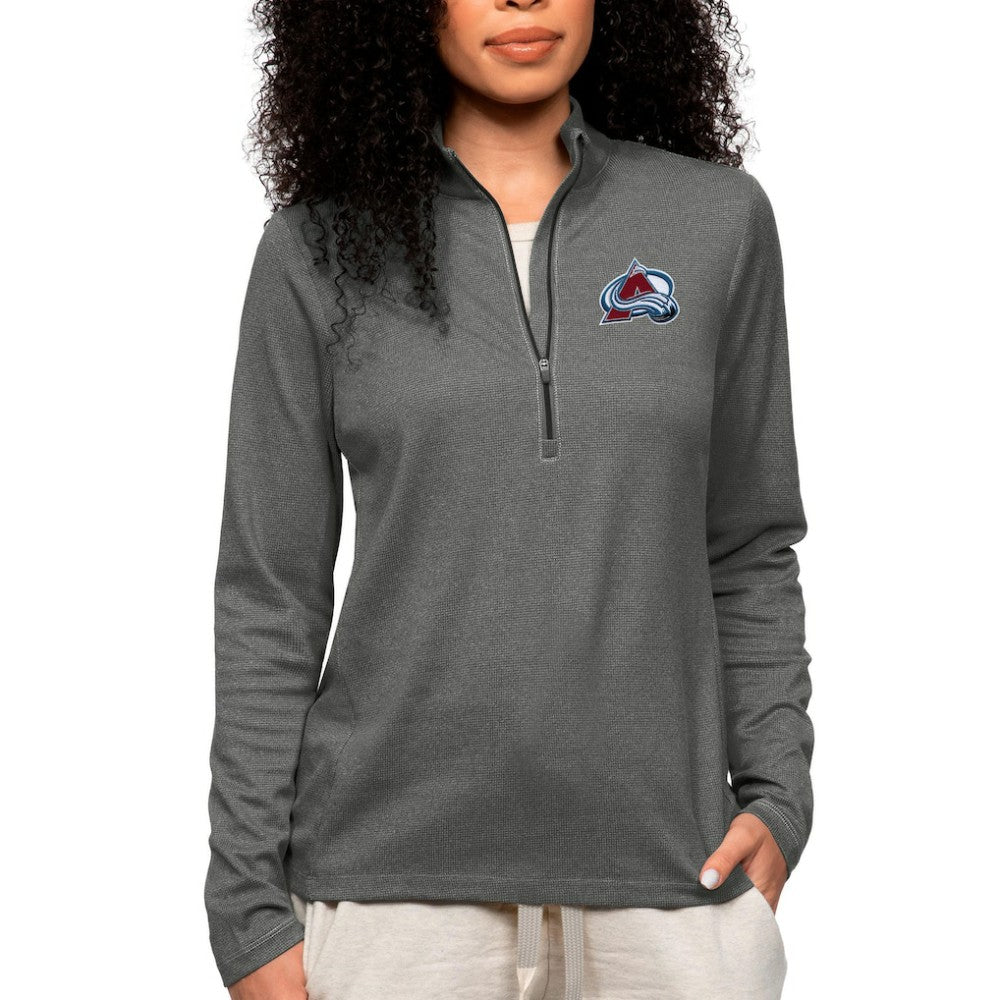 Colorado Avalanche Antigua Women's Epic Quarter-Zip Pullover Top Heather Charcoal