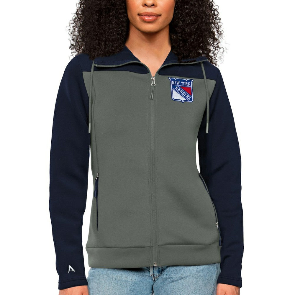 New York Rangers Antigua Women's Protect Full-Zip Hoodie Navy/Steel