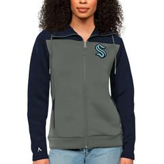 Seattle Kraken Antigua Women's Protect Full-Zip Hoodie Navy/Steel