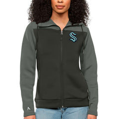 Seattle Kraken Antigua Women's Protect Full-Zip Hoodie Steel/Charcoal