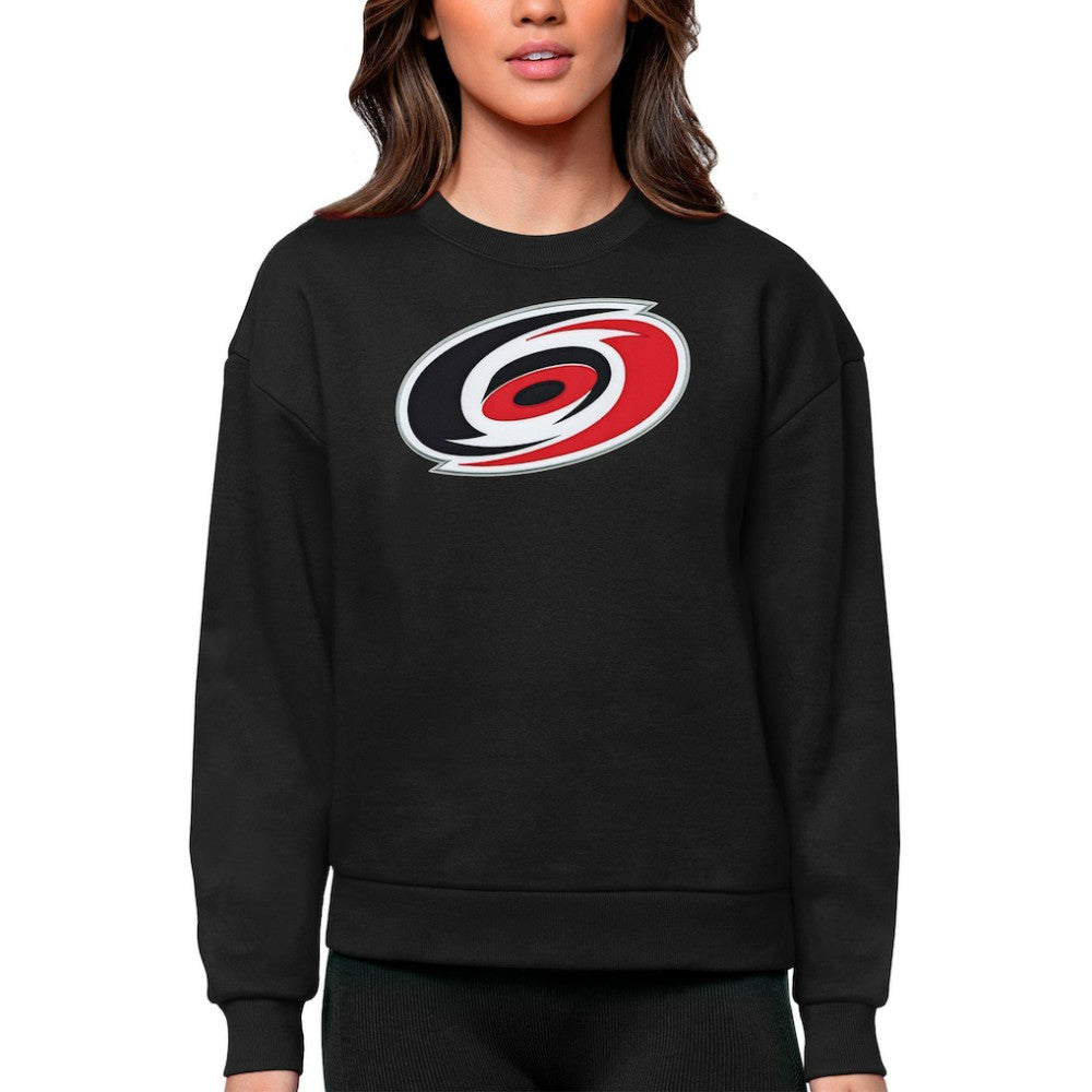 Carolina Hurricanes Antigua Women's Team Logo Victory Crewneck Pullover Sweatshirt Black