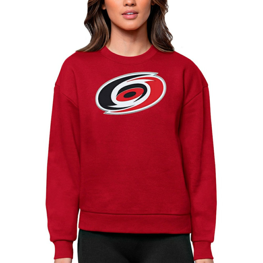 Carolina Hurricanes Antigua Women's Team Logo Victory Crewneck Pullover Sweatshirt Red