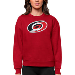 Carolina Hurricanes Antigua Women's Team Logo Victory Crewneck Pullover Sweatshirt Red