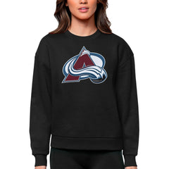 Colorado Avalanche Antigua Women's Team Logo Victory Crewneck Pullover Sweatshirt Black
