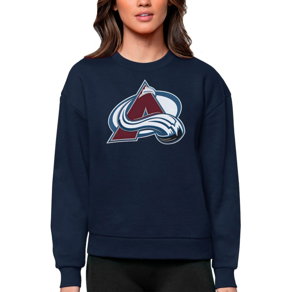 Colorado Avalanche Antigua Women's Team Logo Victory Crewneck Pullover Sweatshirt Navy