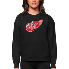 Detroit Red Wings Antigua Women's Team Logo Victory Crewneck Pullover Sweatshirt Black