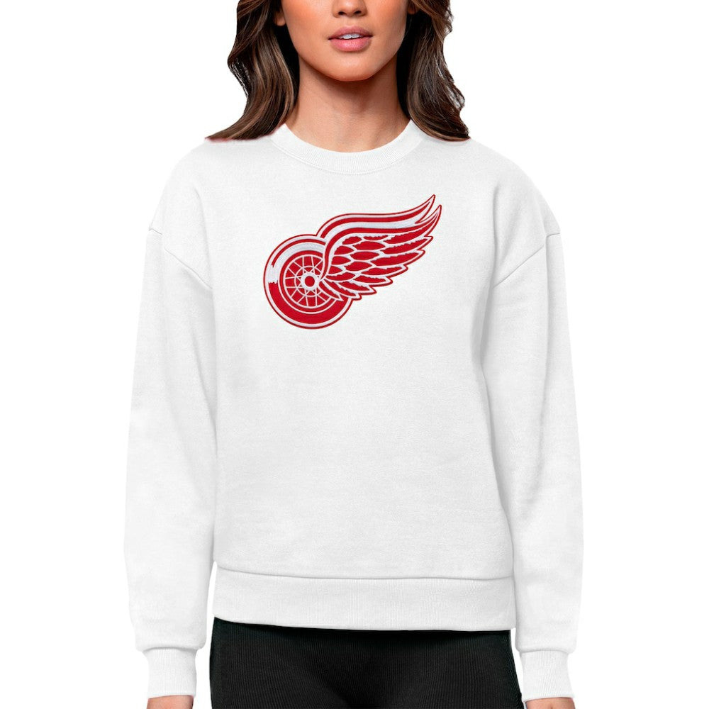 Detroit Red Wings Antigua Women's Team Logo Victory Crewneck Pullover Sweatshirt White
