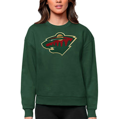 Minnesota Wild Antigua Women's Team Logo Victory Crewneck Pullover Sweatshirt Green