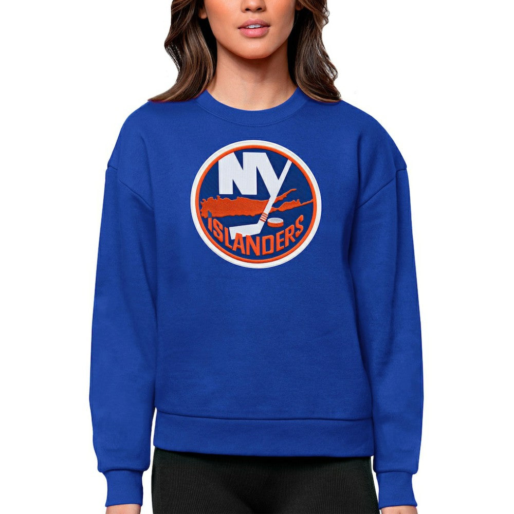 New York Islanders Antigua Women's Team Logo Victory Crewneck Pullover Sweatshirt Royal