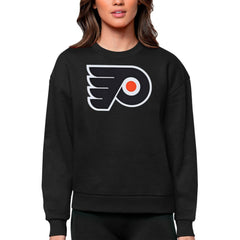 Philadelphia Flyers Antigua Women's Team Logo Victory Crewneck Pullover Sweatshirt Black