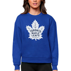 Toronto Maple Leafs Antigua Women's Team Logo Victory Crewneck Pullover Sweatshirt Royal