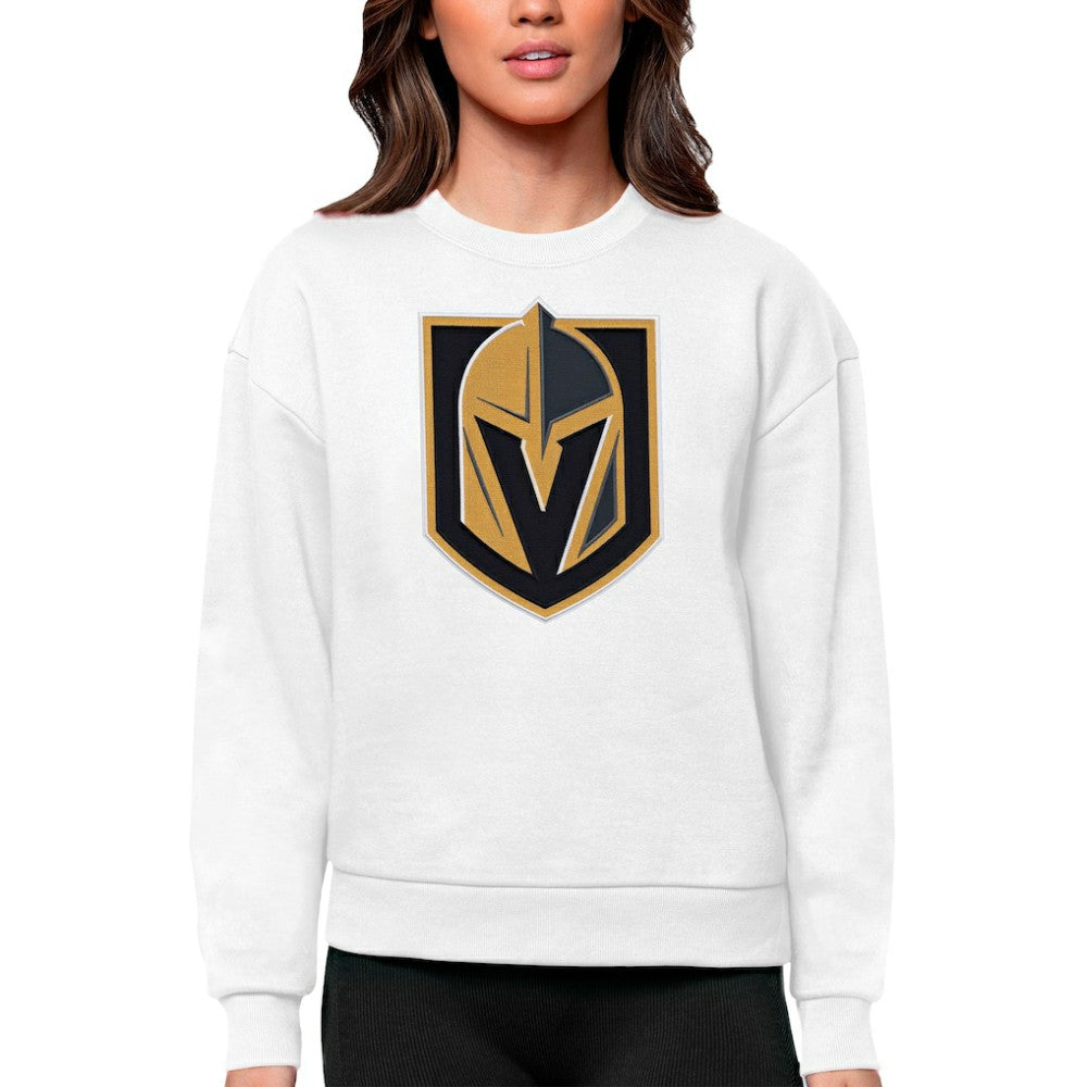 Vegas Golden Knights Antigua Women's Team Logo Victory Crewneck Pullover Sweatshirt White