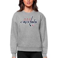 Washington Capitals Antigua Women's Team Logo Victory Crewneck Pullover Sweatshirt Heather Gray