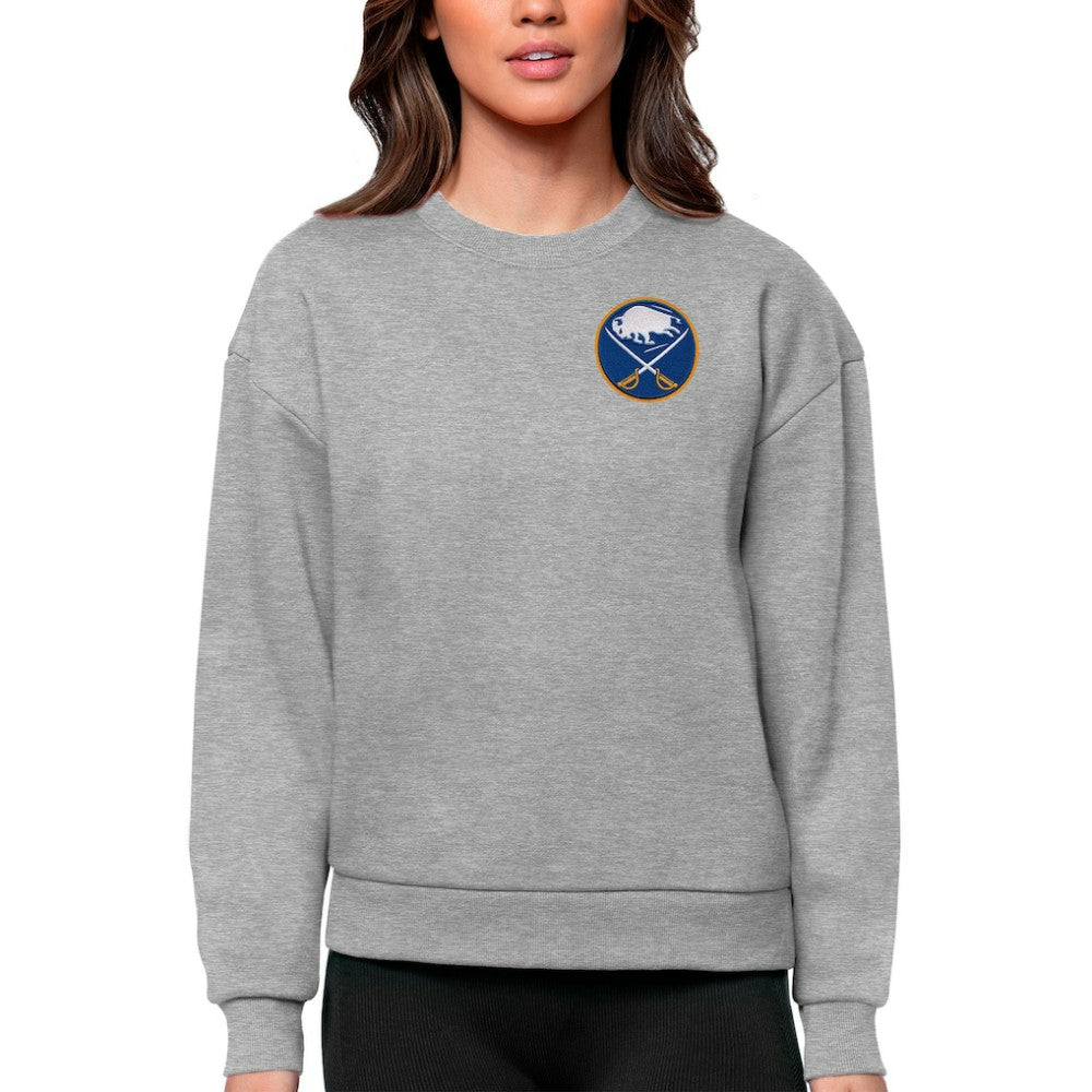 Buffalo Sabres Antigua Women's Victory Crewneck Pullover Sweatshirt Heather Gray