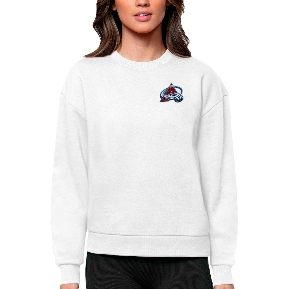 Colorado Avalanche Antigua Women's Victory Crewneck Pullover Sweatshirt White