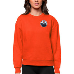 Edmonton Oilers Antigua Women's Victory Crewneck Pullover Sweatshirt Orange