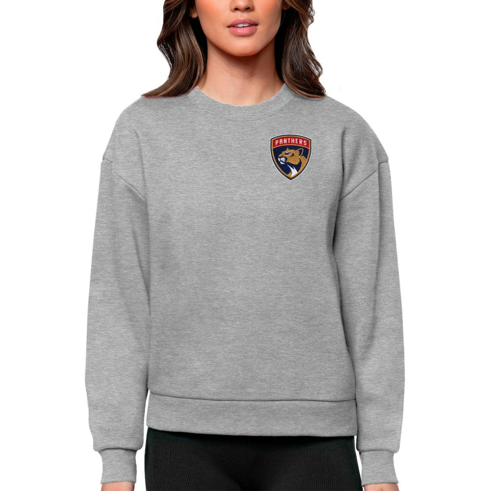 Florida Panthers Antigua Women's Victory Crewneck Pullover Sweatshirt Heather Gray