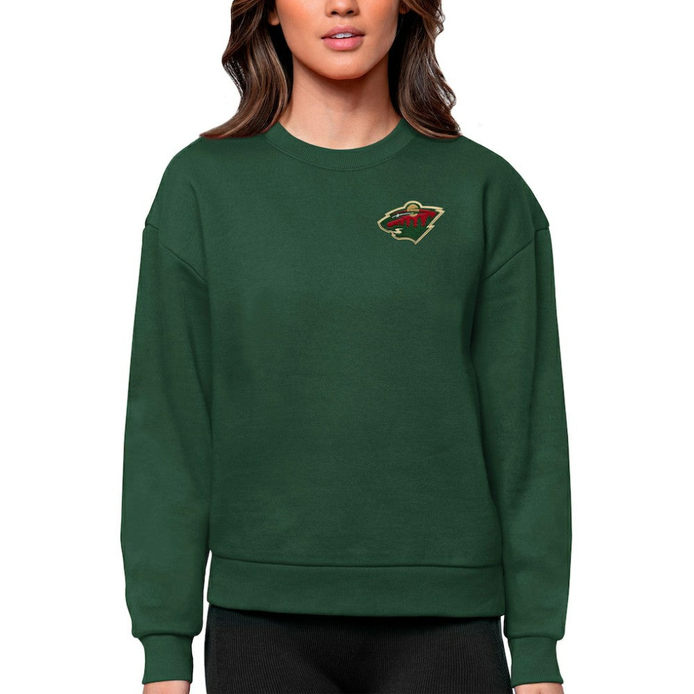 Minnesota Wild Antigua Women's Victory Crewneck Pullover Sweatshirt Green