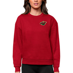 Minnesota Wild Antigua Women's Victory Crewneck Pullover Sweatshirt Red