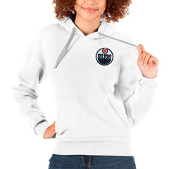 Edmonton Oilers Antigua Women's Victory Pullover Hoodie White