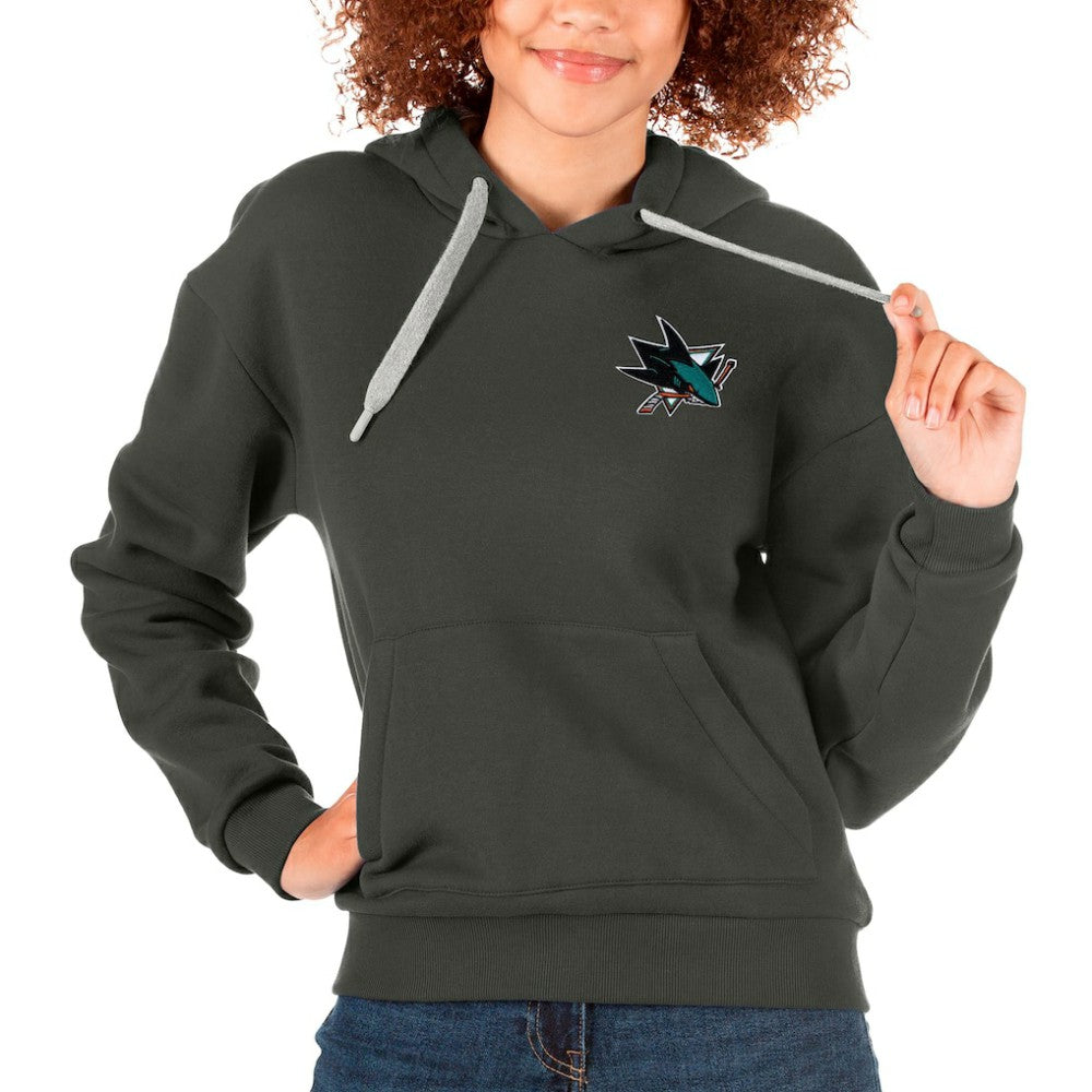San Jose Sharks Antigua Women's Victory Pullover Hoodie Charcoal