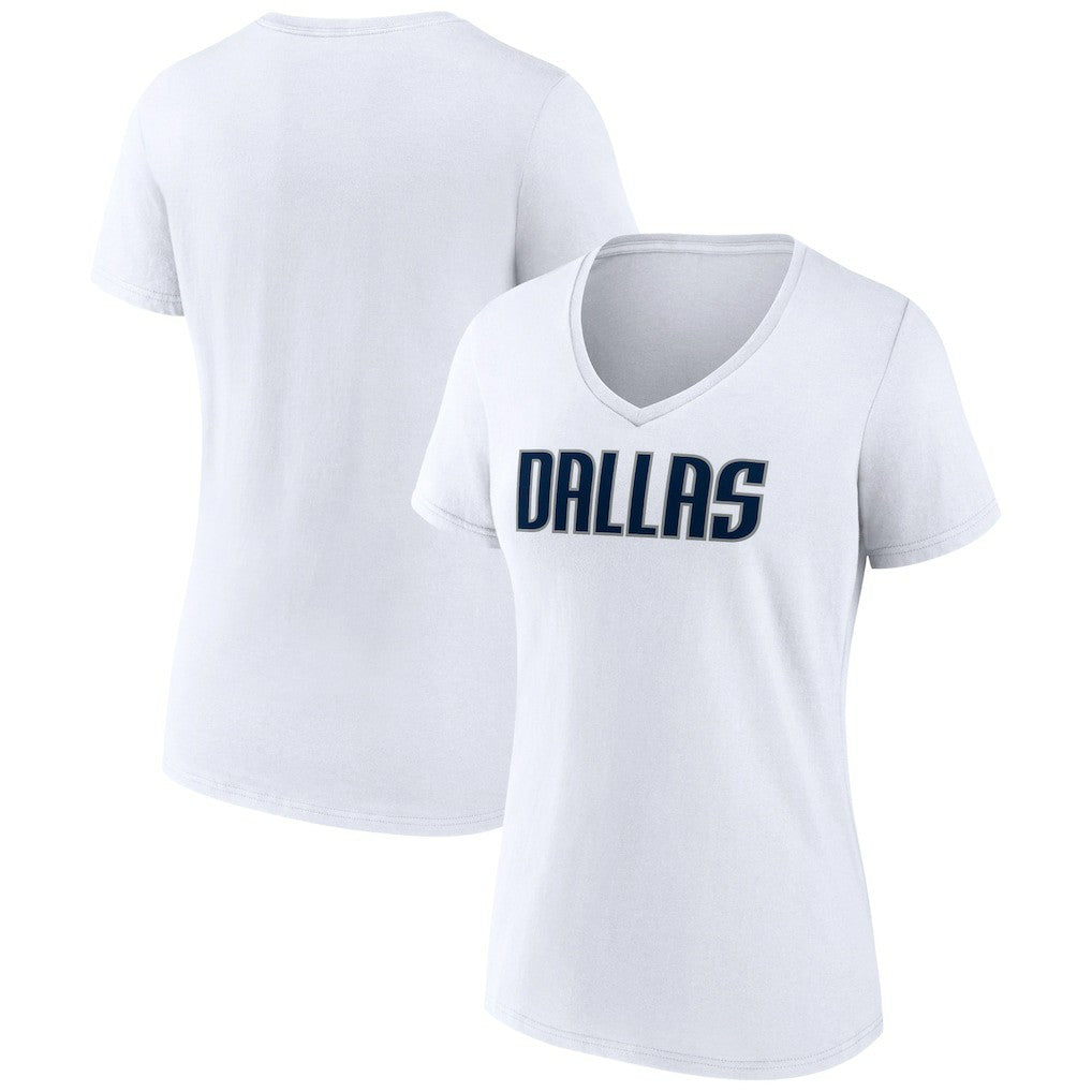 Dallas Mavericks Women's Wordmark V-Neck T-Shirt sale - White cheap
