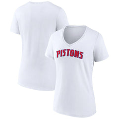 Detroit Pistons Women's Wordmark V-Neck T-Shirt sale - White discount