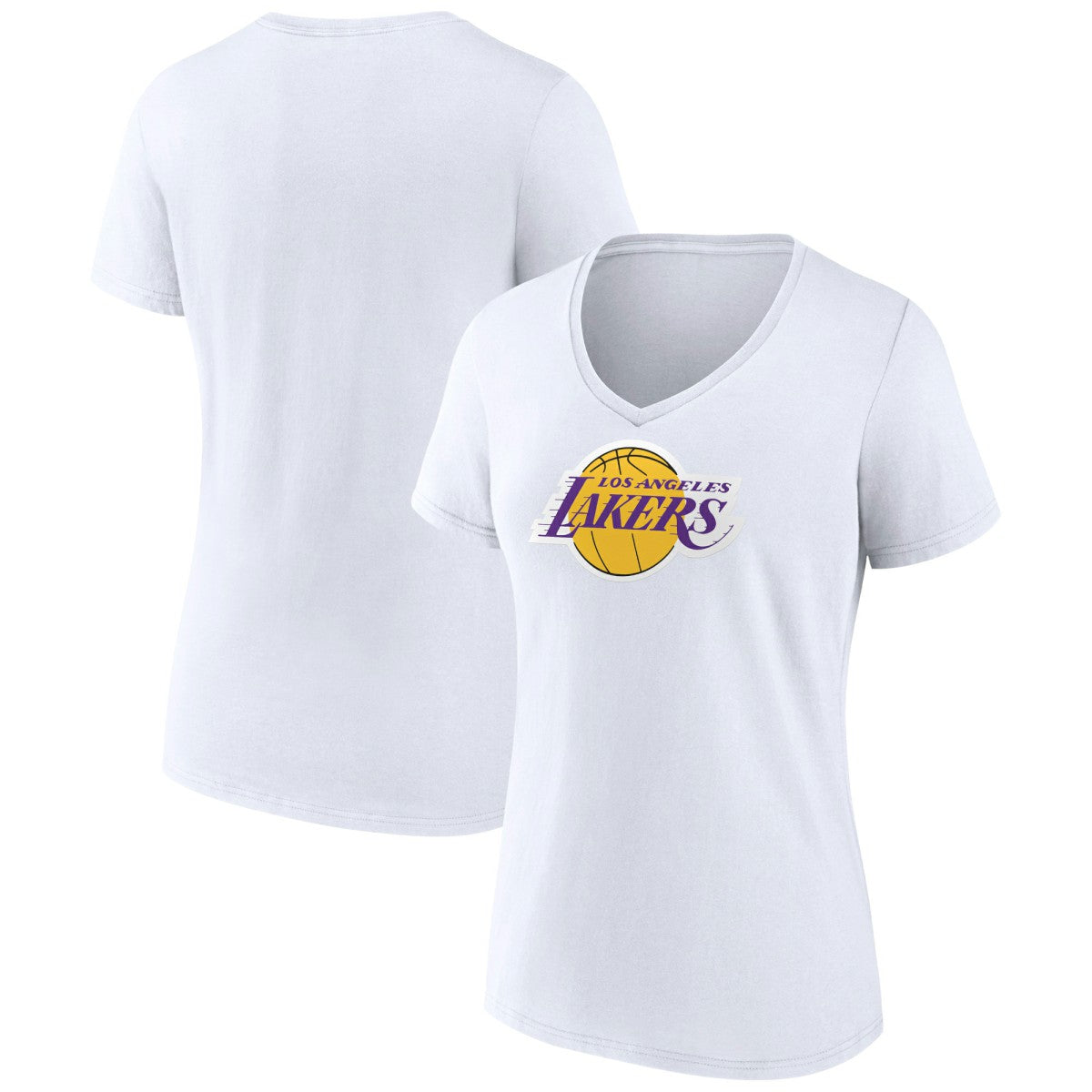 Los Angeles Lakers Women's Logo V-Neck T-Shirt - White sale