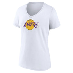 Los Angeles Lakers Women's Logo V-Neck T-Shirt - White sale