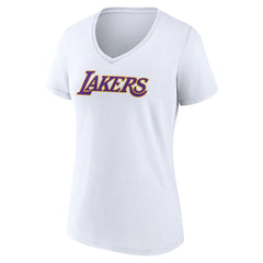Los Angeles Lakers Women's Wordmark V-Neck T-Shirt - White on sale