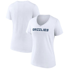 Memphis Grizzlies Women's Wordmark V-Neck T-Shirt - White cheap