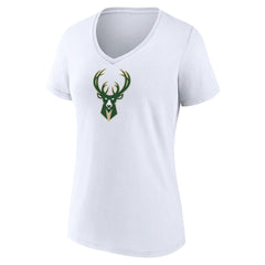 Milwaukee Bucks Women's Logo V-Neck T-Shirt - White on sale