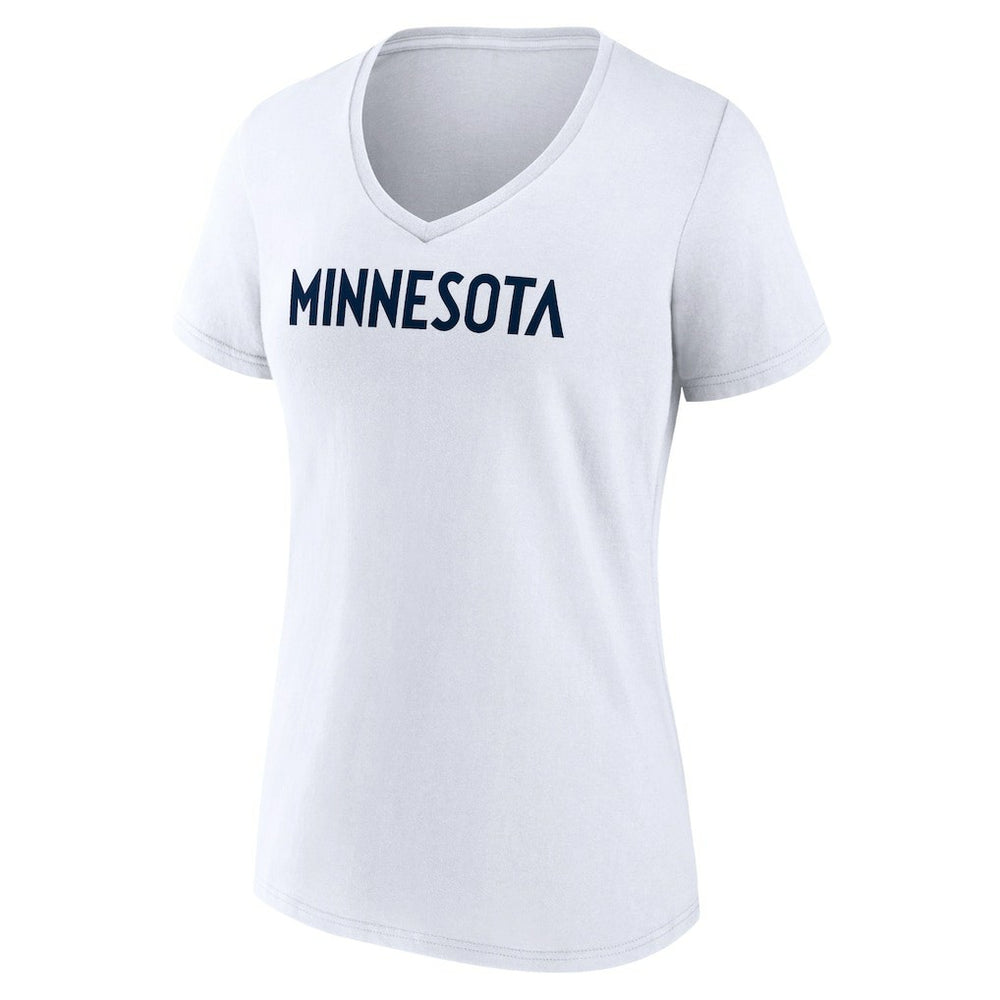 Minnesota Timberwolves Women's Wordmark V-Neck T-Shirt - White sale