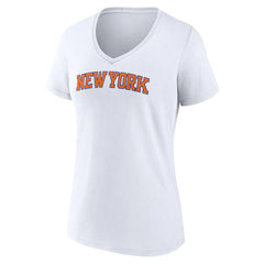 New York Knicks Women's Wordmark V-Neck T-Shirt - White online