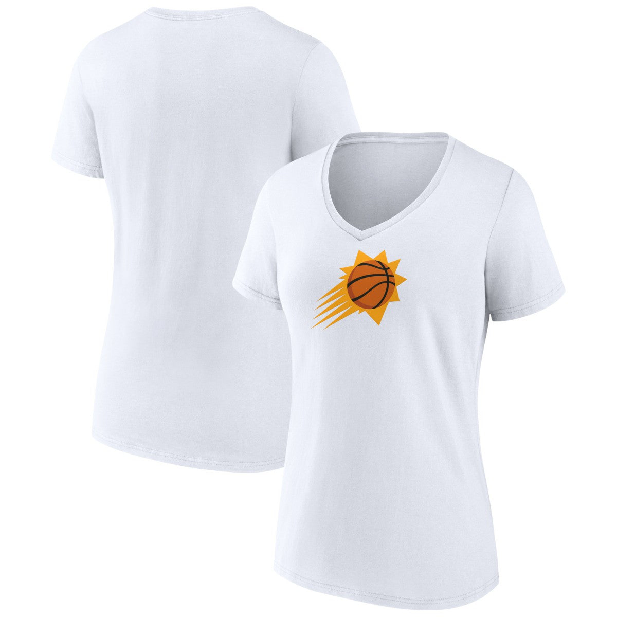 Phoenix Suns Women's Primary Logo V-Neck T-Shirt - White outlet