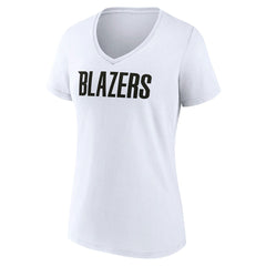 Portland Trail Blazers Women's Wordmark V-Neck T-Shirt - White discount