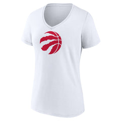 Toronto Raptors Women's Primary Logo V-Neck T-Shirt - White discount