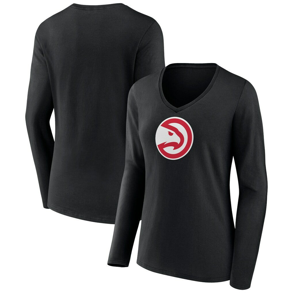Atlanta Hawks Women's Logo Long Sleeve V-Neck T-Shirt - Black outlet