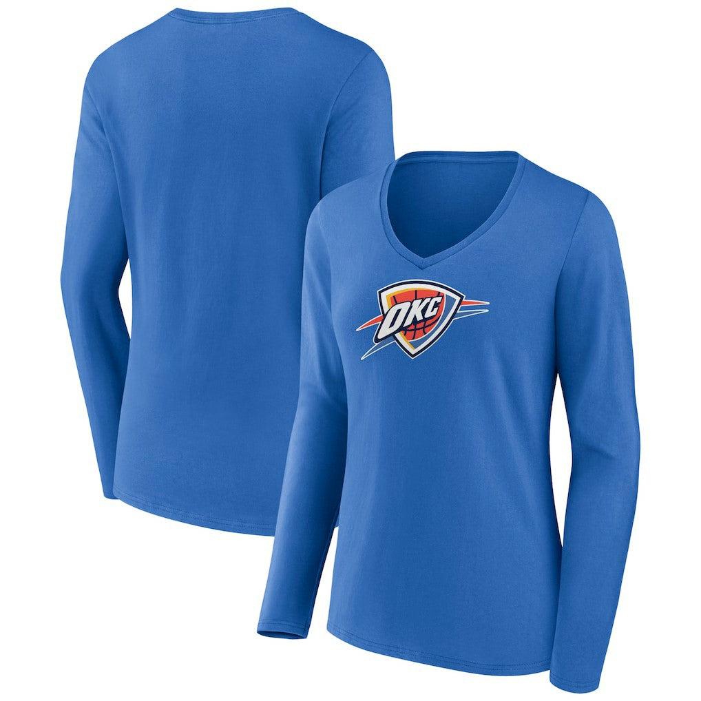 Oklahoma City Thunder Women's Logo Long Sleeve V-Neck T-Shirt - Blue discount