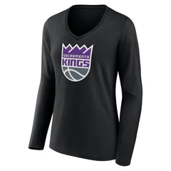 Sacramento Kings Women's Logo Long Sleeve V-Neck T-Shirt - Black shop