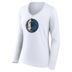 Dallas Mavericks Women's Logo Long Sleeve V-Neck T-Shirt sale - White cheap