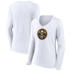 Denver Nuggets Women's Logo Long Sleeve V-Neck T-Shirt sale - White shop