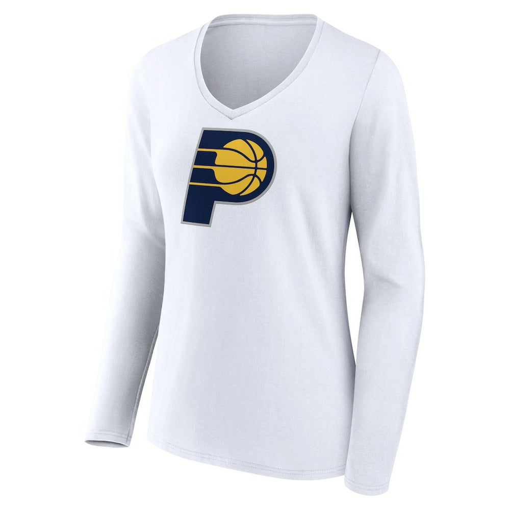 Indiana Pacers Women's Logo Long Sleeve V-Neck T-Shirt - White on sale